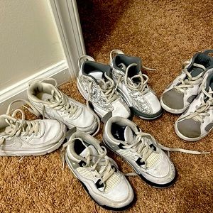 10c All white Air Max, Bl & White Jordan’s , Grey & white J’s & Grey & White J’s